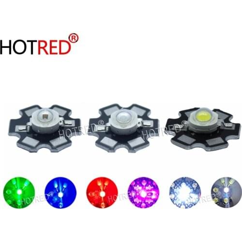 25pcs 1W 3W High Power LED Full Spectrum White Warm white Green Blue Deep Red 660nm Royal blue With 20mm Black Star PCB