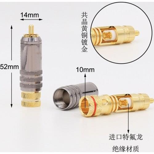4pieces hi end audio 0152 type Gold Plated RCA Locking Plugs Audio Video Connectors