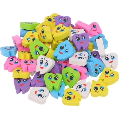 50pcs/bag Teeth Whitening Molar Shaped Tooth Rubber Erasers Dentist Dental Clinic School Great Gift for Kid Dentistry Decoration