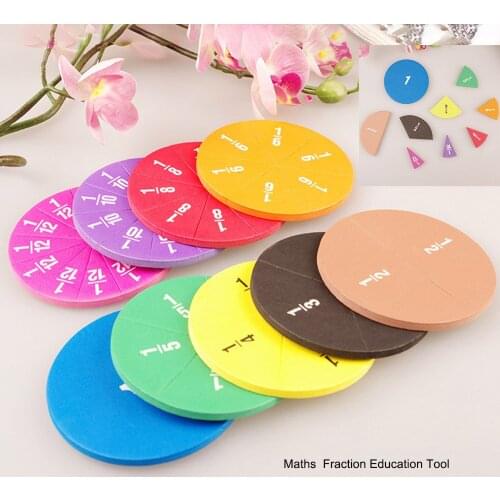 9PC/set Montessori education circle fraction mathematics teaching aids EVA circle fraction instrument mathematics toys J0693