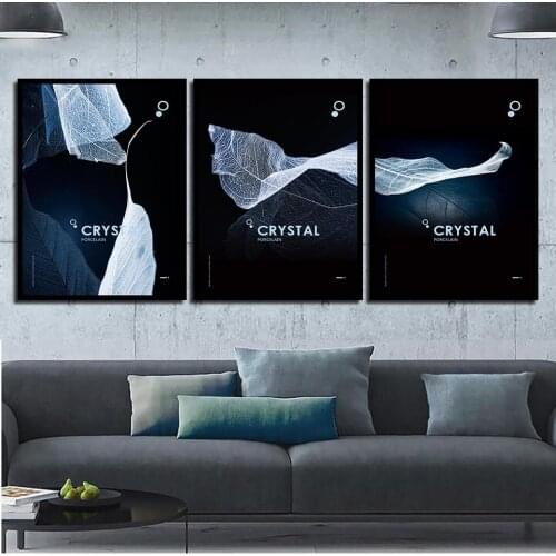 Abstract leaf net Crystal porcelain 3p KIT Canvas Painting Modern Home Decoration Living Room Bedroom Wall Decor Picture