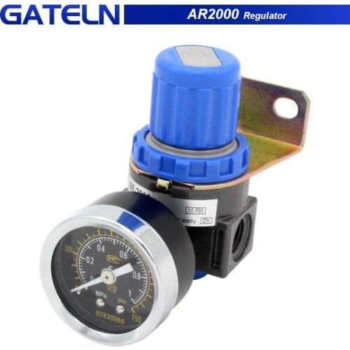 AR2000 G1/4''Pneumatic Mini Air Pressure Relief Control Compressor Regulator Treatment Units Valve Gauge Fitting