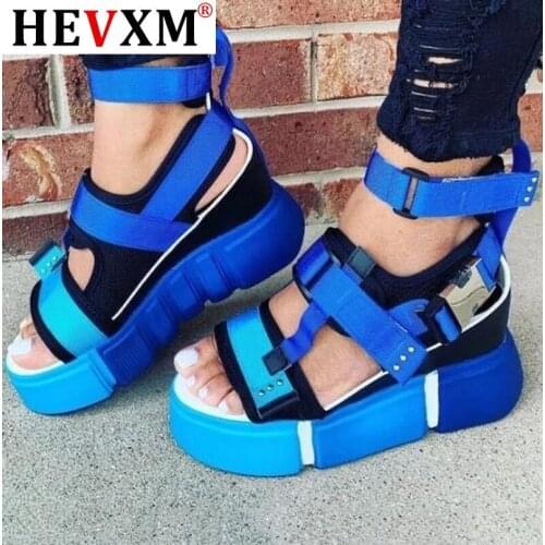 HEVXM Big Size 35-43 Luxury Brand Design Ladies Gladiator Sandals Colorful Summer Sandals Women Platform Wedges Shoes Woman