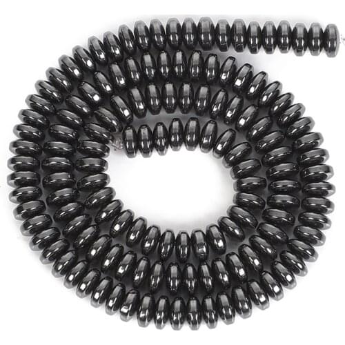 2-12mm Black Hematite Stone Natural Stone Bead For Jewelry Making DIY Loose Space Round Flat Beads Necklace Bracelet Handmade