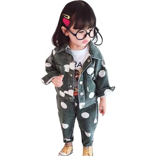 Childrens clothing jacket + jeans girl clothing suit baby girl denim suit autumn childrens suit suitable for girls