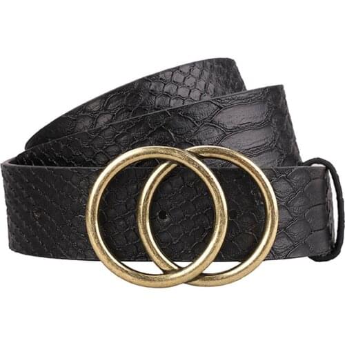2019 Designer Womens Belt Gold Round Ring Buckle Waist Belts For Womens Jeans Genuine Leather Strap Alligator Fashion Belt