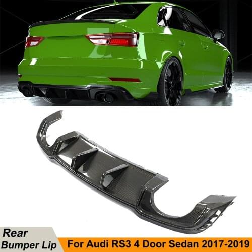 For Audi RS3 Carbon Fiber Rear Bumper Lip Diffuser Base Sedan 4-Door Body Kit 2017 2018 2019