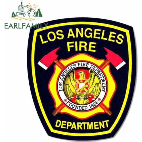 EARLFAMILY 13cm X 11.3cm For Lafd Los Angeles Fire Department Sticker Decal Pull Flower Occlusion Scratch Suitable For VAN RV