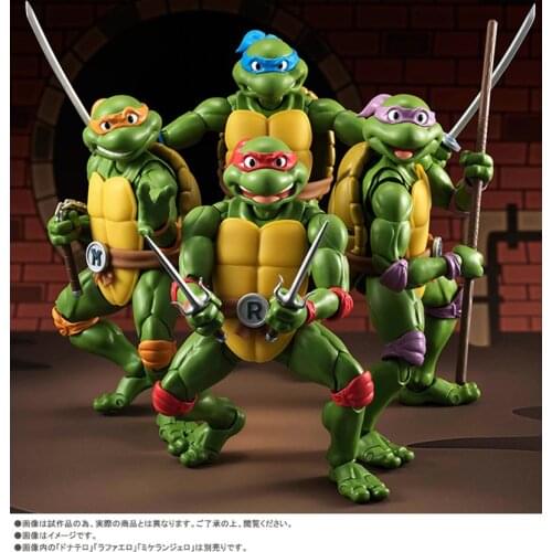 Teenage Mutant Ninja Turtles SHF Action Figure Film Edition Movable Raphael Da Vinci Michelangelo Donatello Model Toys 14cm