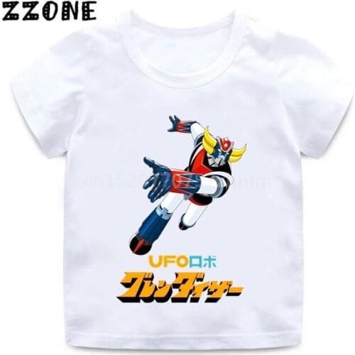 Boys Girls Japanese Robot Grendizer Cartoon Print T shirt Kids Casual Tees Children Summer Clothes Baby White T-shirt,HKP5244