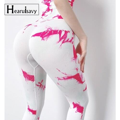 Hearuisavy New Tie-Dye Scrunch Butt Fitness Legging Women Gym Squat Training Tights Casual High Waist Running Sports Yoga Pants