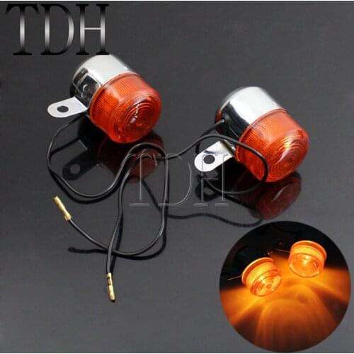 Chrome Motorcycle Turn Signal Light Amber Indicator Blinker Flasher For Honda Z50 ST50 ST70 CT70 For Harley Cafe Racer Chopper