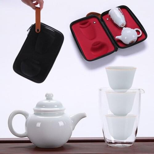 Chinese tea set Set of ceramic travel kungfu tea set Simple tea brewing set for outdoor tourism Express cup Tea set suit