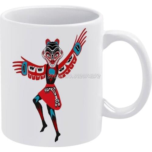Spirit Finder Coffee Mugs Ceramic Personalized Mugs 11 Oz White Mug Tea Milk Cup Drinkware Travel Mug Bear Northwest Tribal Danc