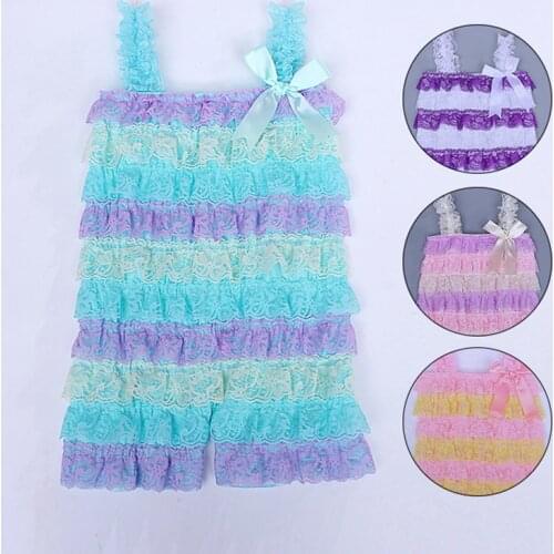 Baby Girls Rompers Lace Patchwork Ruffle Baby 1st Birthday Party Outfit Toddler Infant Jumpsuit
