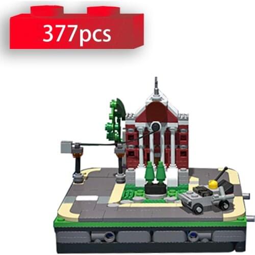 Back to the Future Bell Tower City Town Architecture Building Blocks with Mini Car Model DIY Toys for Children Xmas Gifts