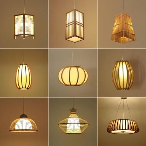 Japanese Style Chandelier Zen Bamboo Light Hallway Corridor Bedside Bamboo Weaving Lamps Restaurant Chinese Style LEDl Droplight