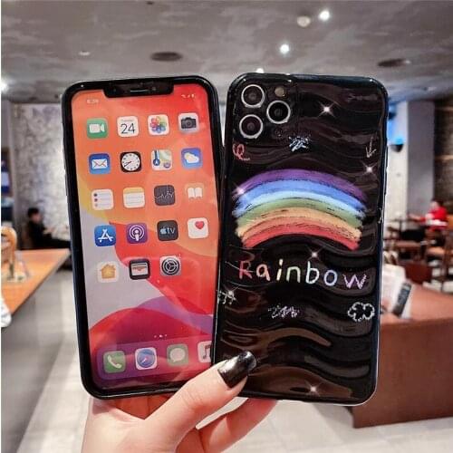 Fashion Water Ripple Rainbow Phone Case for IPhone 11 12 Pro Max Mini 2020 SE XS XR XSMAX 8 7 Plus Protective Back Cover Cases
