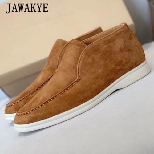 Quality Sewing Men Opening Walk Shoes Outdoor High Top Thick Sole Spring New Penny Shoes Comfort Suede Casual Flat Men Shoes