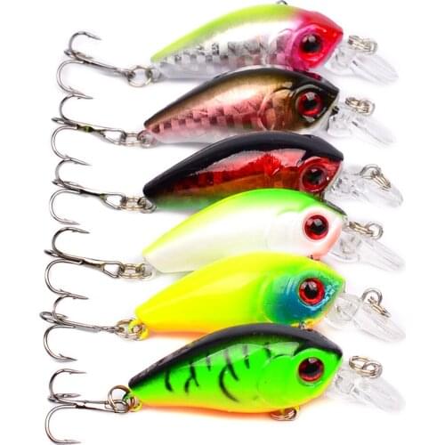 6pcs 3.6g Fishing Lure Kit Minnow floating Lure wobblers Isca artificial Crankbait small Bait Pesca Jig Fishing Hook Set
