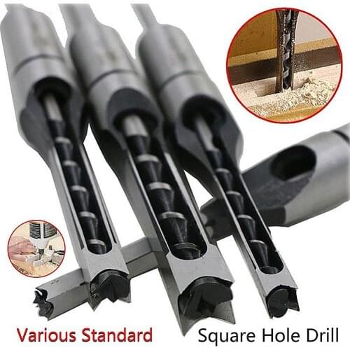 6/6.4/8/10/12.7mm HSS Square Hole Drill Bit Hole Drill Guide Positioner Fits Mortising Chisels Opener Punch Woodworking Tool