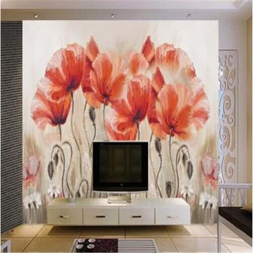 European Style Wall Paper for Walls 3D Hand Painted Emboss Wallpapers Flowers Oil Painting Simple Wallpapers for Living Room