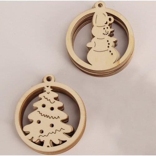 New Year Natural Wood Christmas Tree Ornament Wooden Hanging Pendants Gifts Snowman Christmas Decora Christmas Ornaments