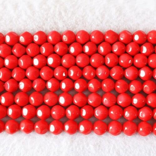 New Fashion Elegant Red Artificial Coral 6mm 8mm 10mm 12mm 14mm Irregular Round Diy Jewelry Loose Beads 15inch B605