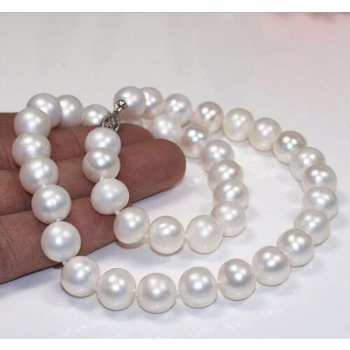 HUGE AAA 18" 11-12MM SOUTH SEA GENUINE WHITE PEARL NECKLACE 14 r a(5.18)