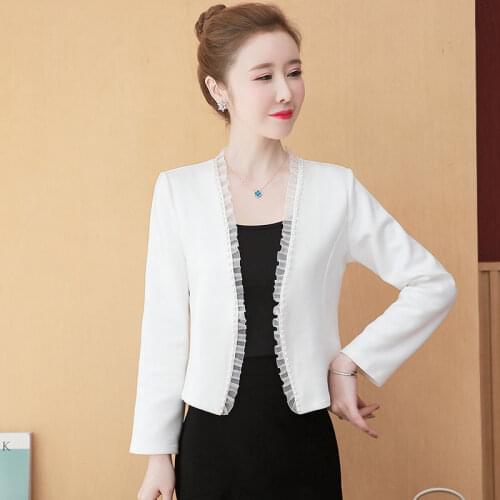 Long/ 3/4 Sleeve Blazer Women Ladies Blazers Sleeve OL Business Office Suit Jackets Female Pink White Black Blaser Femme
