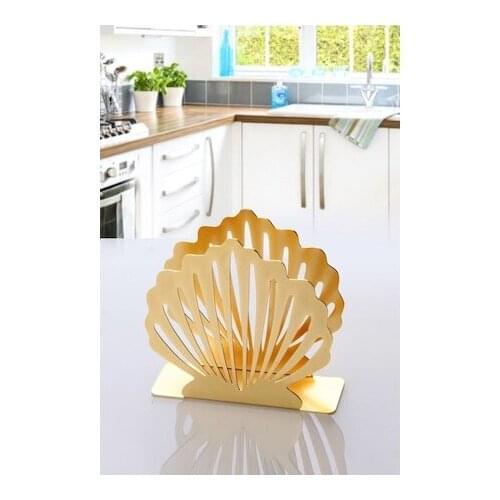 Gold Plated Luxury Metal Napkin Holder Oyster Model Home Paper Rack for Hotel Restaurant Box Container Towel Table Decor