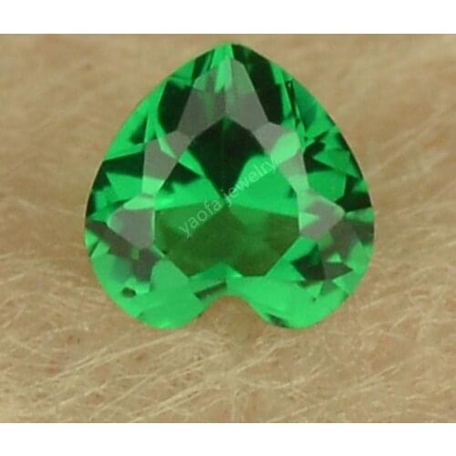 Sale 5A Wax Setting 2x2~12x12mm Heart Shape Brilliant Cut Synthetic Green Nano Stone Emeral-d Color Lab Created Gems For Jewelry