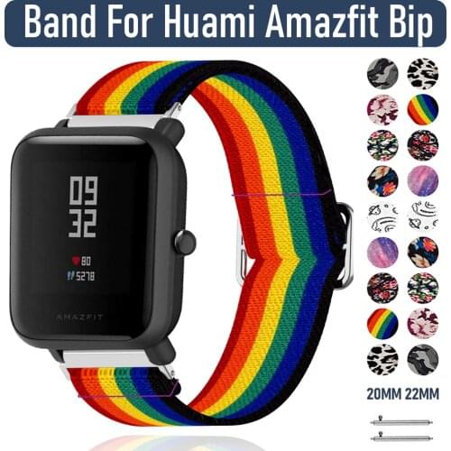 Soft Adjust Elastic Nylon Sports Band for Huami Amazfit Bip Watch Watchband for 20mm 22mm Smart Watch Wrist Strap Bracelet Belt