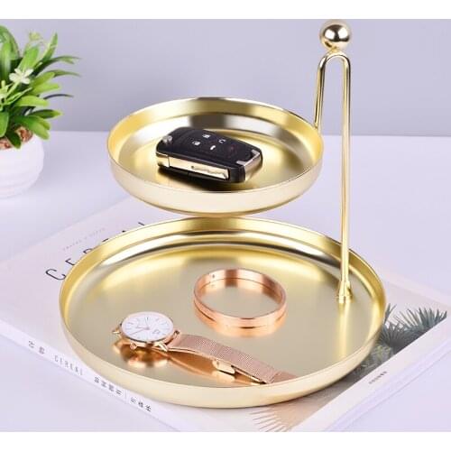 Nordic Iron Double Layers Storage Tray Sundries Snacks Jewelry Cosmetic Display Plate Bedroom Organizer Tools Home Decoration