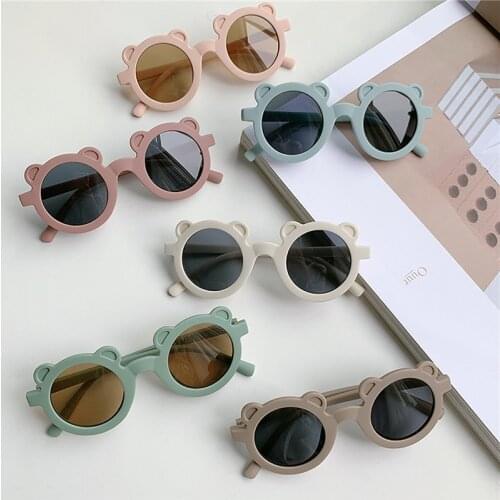 Kawaii Bear Baby Childrens Cartoon Sunglasses Protection UV Sunglasses New Fashion Glasses Girls Boys Love Bow Toy Glasses Hot