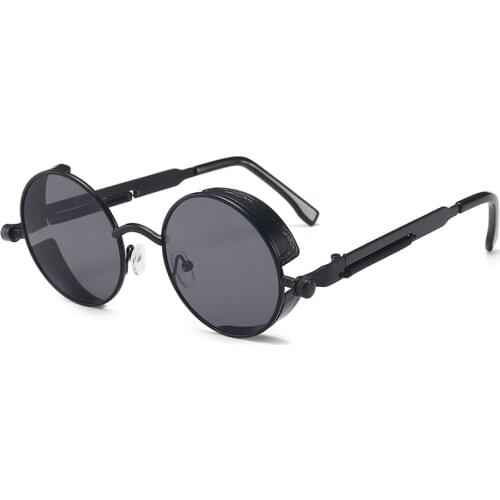 Metal Round Gothic Steampunk Sunglasses Men Women Fashion Glasses Brand Designer Retro Frame Vintage Sunglasses High Quality