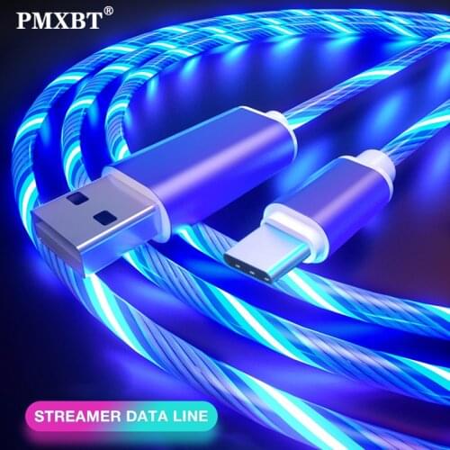 Glowing LED USB Charger Cable Type-C Luminous Wire Fast Charging For Samsung S8 Huawei Xiaomi Mobile Phone Bright Micro USB Cord