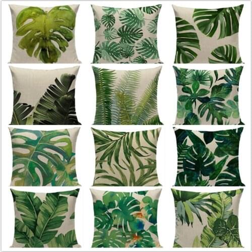 Tropical banana Leaves Cushion Cover Palm Leaf Pillow Cases Linen Car Decorative Pillowcase Large floor Sofa Home Throw Pillows
