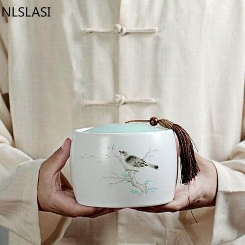 Large capacity Ceramics tea jar oolong Tieguanyin Containers travel tea storage tank Portable Sealed porcelain tea caddy