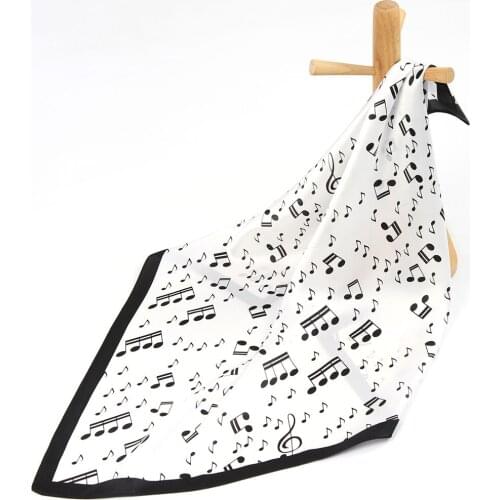 High-quality Pure Silk Scarf Women Bandana Female Hair Scarf Musical Notation Womens Natural Silk Handkerchief Head Neck Scarf
