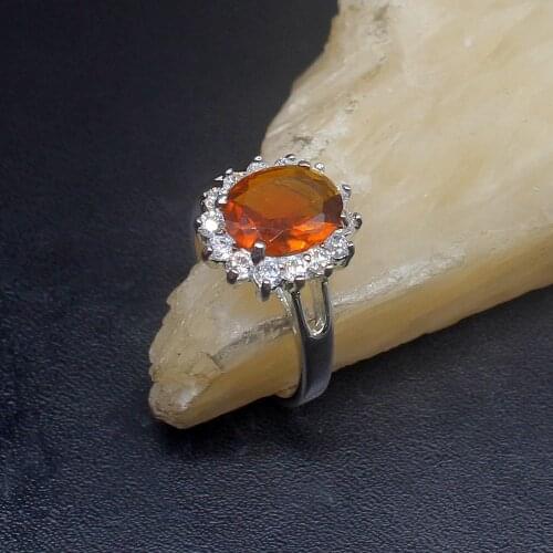 Gemstonefactory Jewelry Big Promotion Single Unique 925 Silver Honey Topaz Fashion Women Men Gifts Rings 9# 20213118