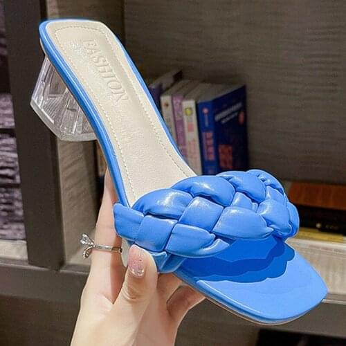 Womens Sandals Fashion Weave Style Summer High Heels 1.97 Inches Beautiful Slippers（Size 34-39