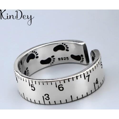 Korean Silver Color Ruler Rings For Women Engagement Jewelry Girls Open Antique Finger Rings