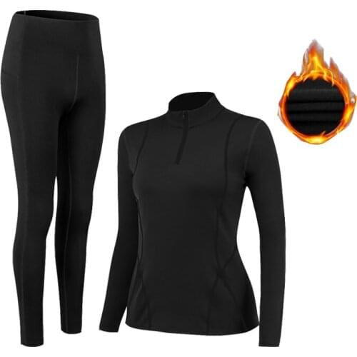 Winter Womens sports Thermal Underwear Sets High-collar Winter Fast Dry Long Johns Women Shirt Female Warm Clothes