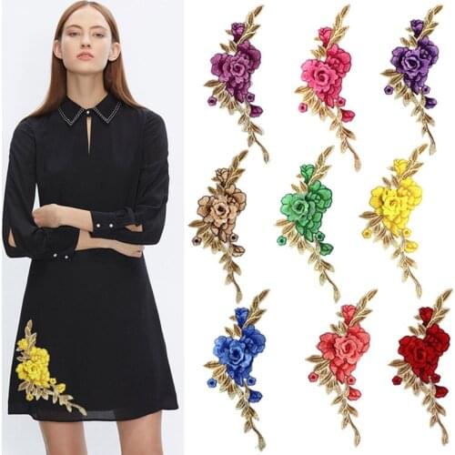 1pcs Flower Applique Clothing Embroidery Patch Fabric Sticker Sew on Patch Craft Sewing Accessories