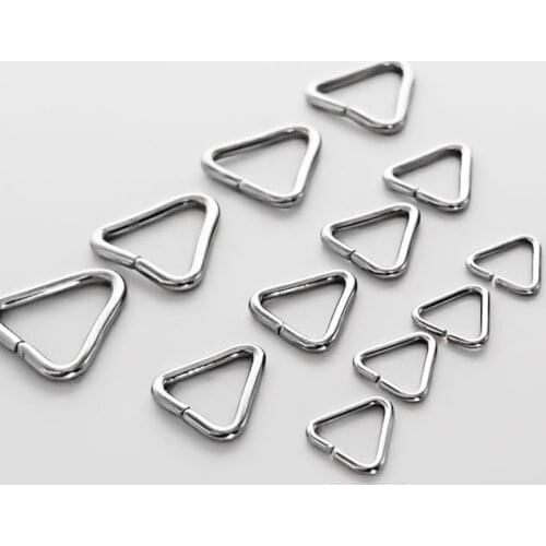100 pcs 6 7 8 10mm Stainless Steel Triangle Closed Ring Bail Pinch Pendants Bails for Necklace Jewelry Bead Connectors Clips