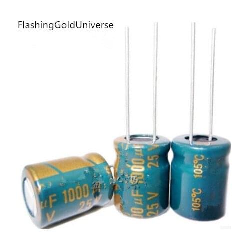 20pcs 25V 1000UF 1000UF 25V 1000uf 25v 25v 1000uf Electrolytic Capacitors Size: 10*13