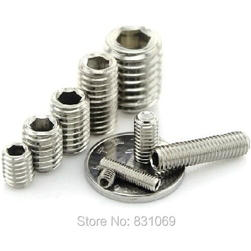 300pcs/Lot Metric Thread M5x5mm Stainless Steel Hex Socket Set Grub Screw Flat Head Brand New