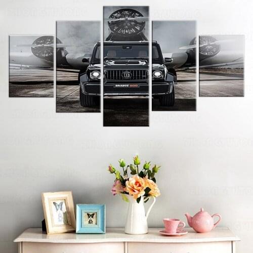 Canvas Wall Art 5 Pieces Nissan Skyline Gtr Car Prints Black Poster Home Decoration Painting For Bedroom Modular Pictures Frame