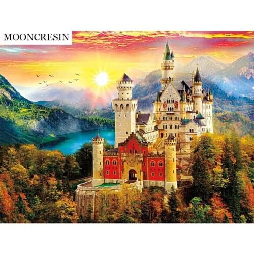 5D Diamond Painting Full Square Mosaic Resin Cartoon Fairy Tale Castle Needlework Diy Diamond Embroidery Cross Stitch Kits Decor